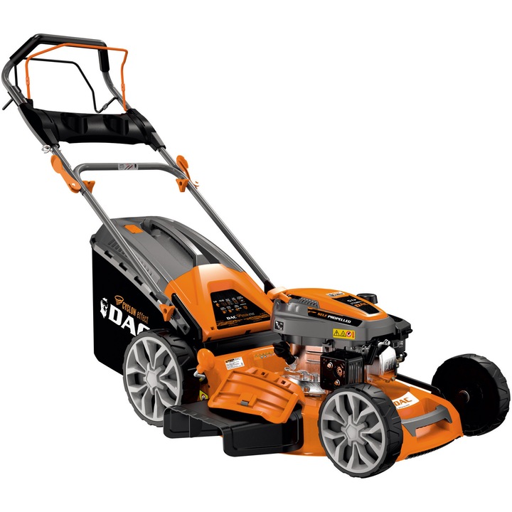 Masina de tuns gazon/iarba autopropulsata pe benzina Ruris DAC 150xr, putere 5 CP, 173 CC, 4 timpi, latime lucru 51 cm, inaltime taiere 25 - 75 mm, 7 trepte de taiere, sac colector 60 l