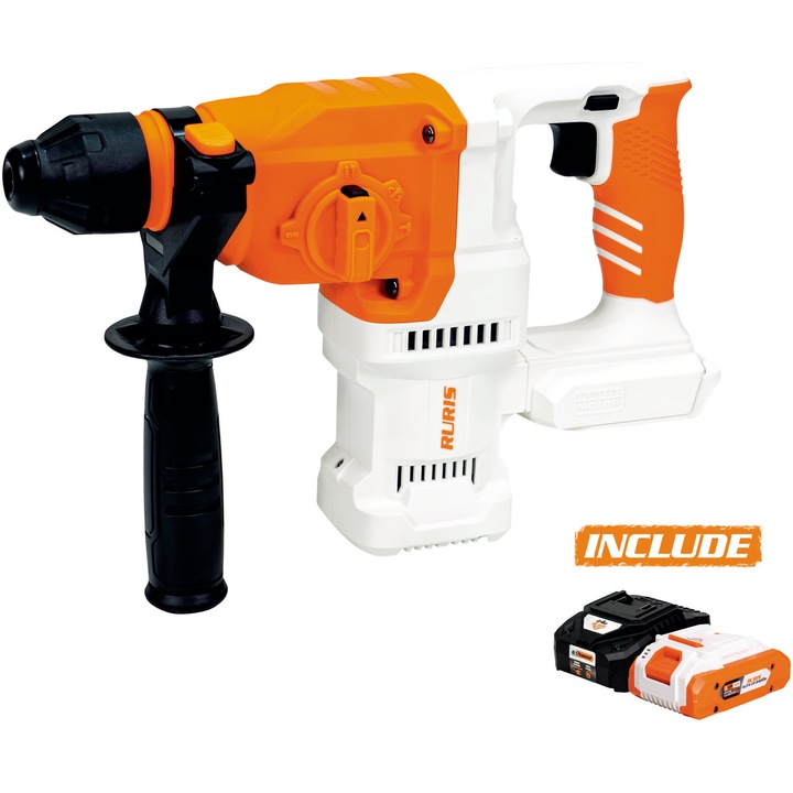 Ciocan rotopercutor pe acumulator Ruris RMX2813 POWER ALFA UP , 2.8 J, mandrina SDS plus, acumulator 4.0Ah, incarcator