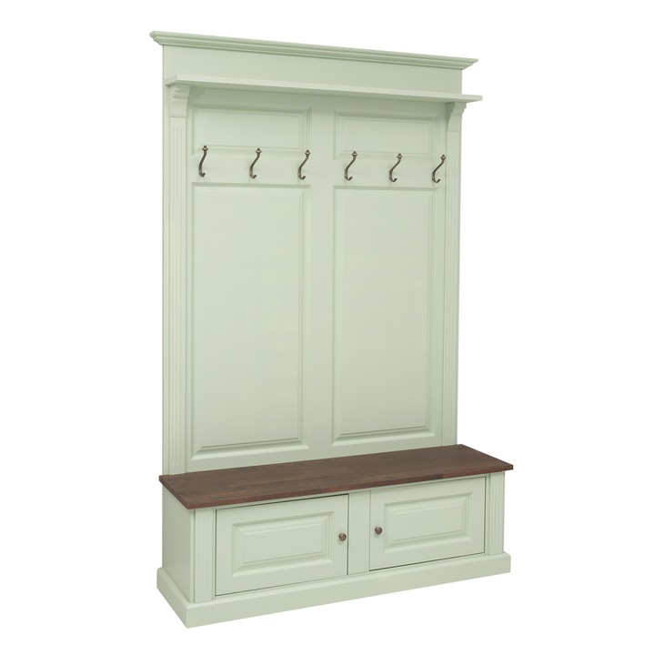 Cuier cu 2 usi - Mint/Rosewood Brown, 100% lemn masiv, 140x210x410 cm