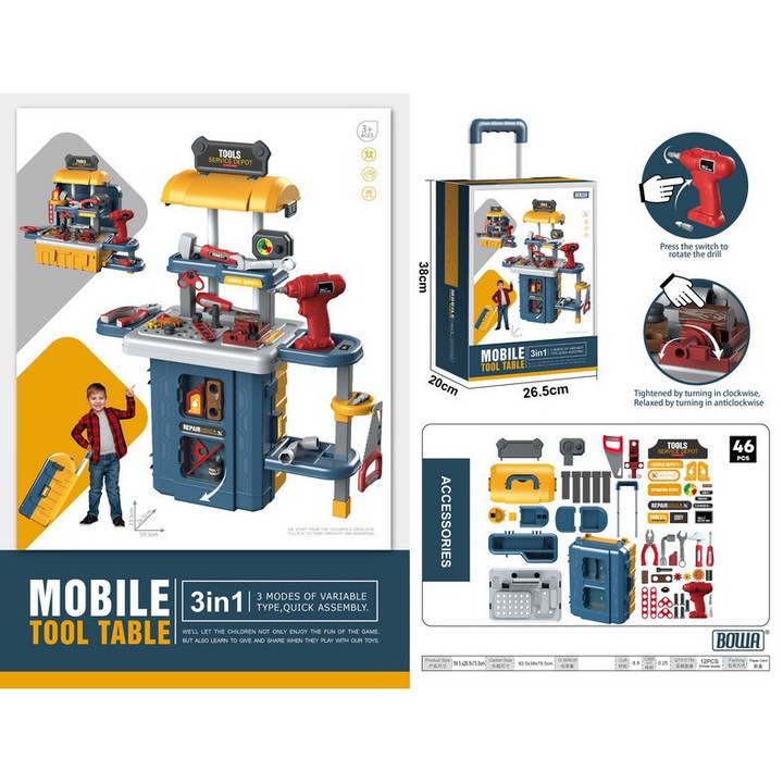 Set Jucarii Interactive, Warsztat Malego Majsterkowicza 2 in 1, 46 elemente