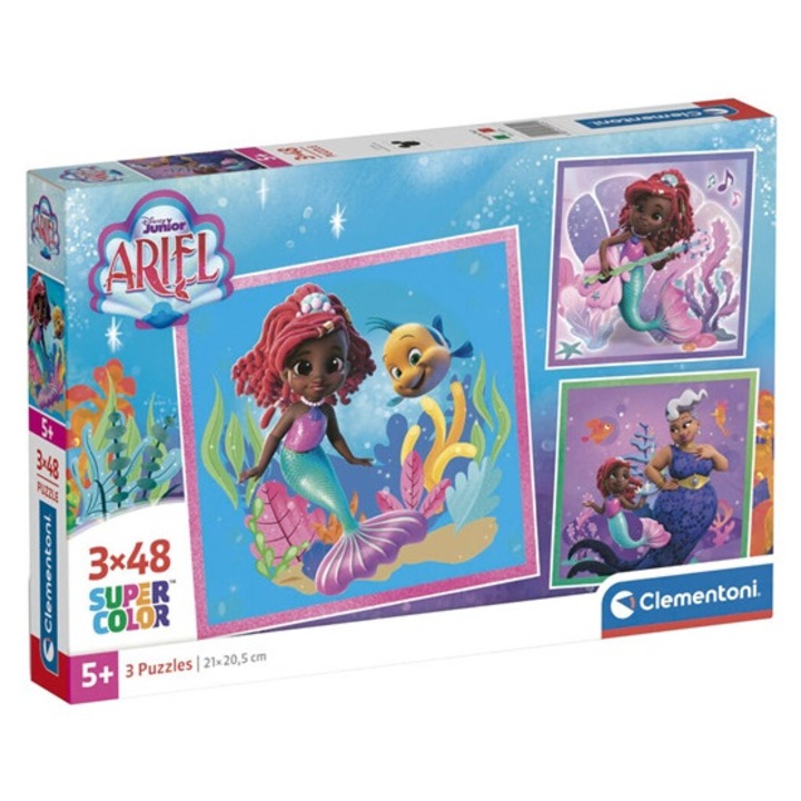 Puzzle Disney Arielka 3x48, set, multicolor