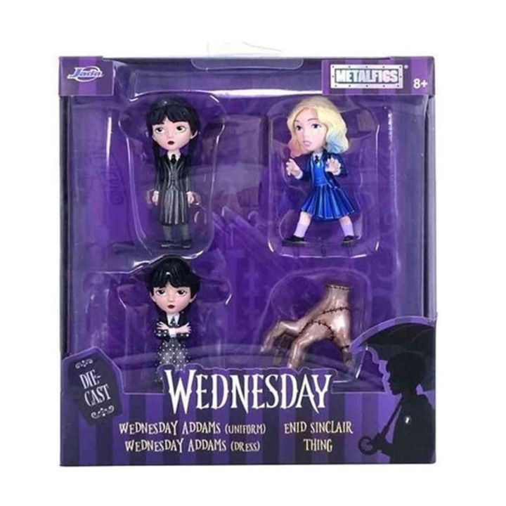 Комплект фигурки Wednesday, 4 броя, 6 см, метал, многоцветни