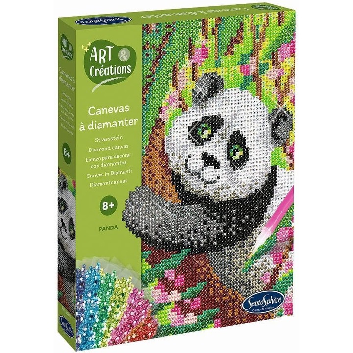 Kit pictura diamante Sentosphere set DIY panda, 15 culori vibrante, 30x40cm