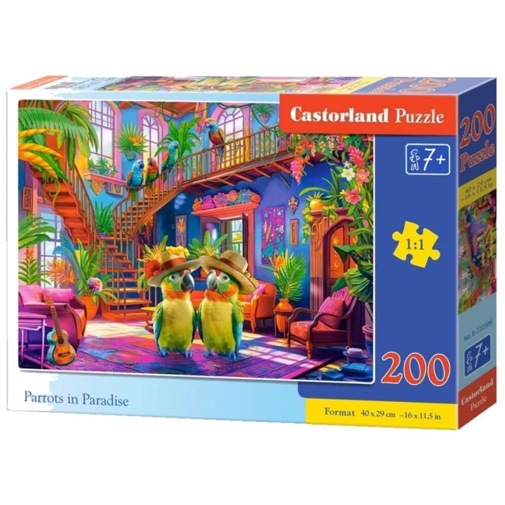 Puzzle 200 darabos, madarak a paradicsomban, 400x290mm, szett