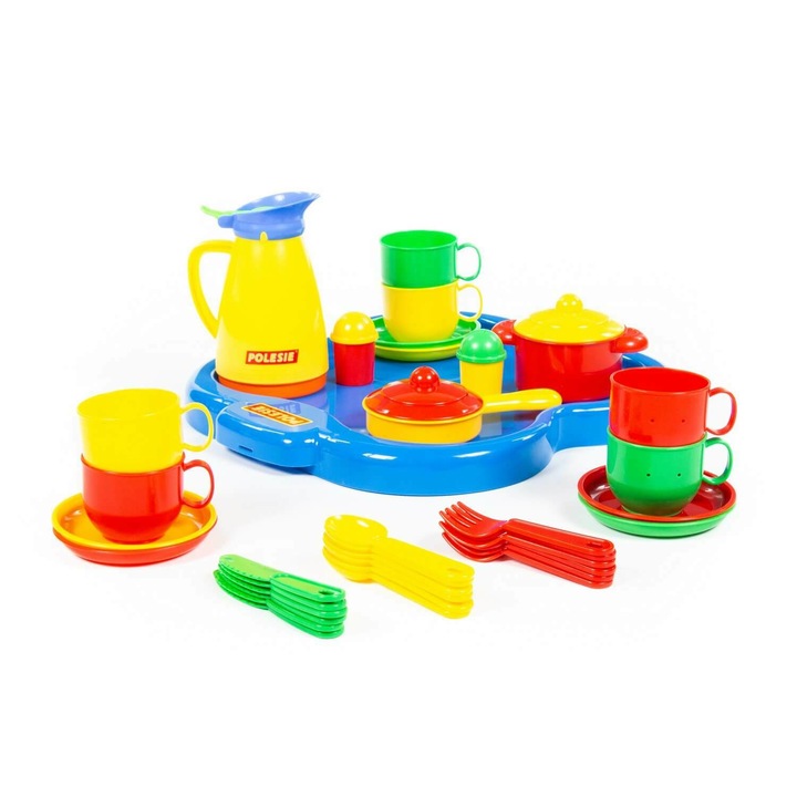 Edénykészlet tálcával 6 személyes, Polesie, vegyes színek, 42x35x12cm