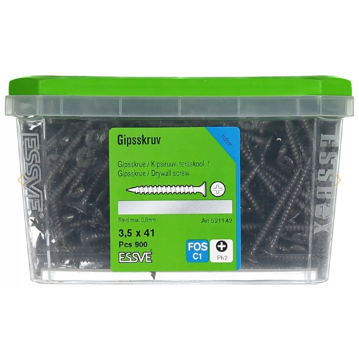 Suruburi fosfatyzate pentru montaj placi gips-carton, 3,5x41mm, set 900 bucati