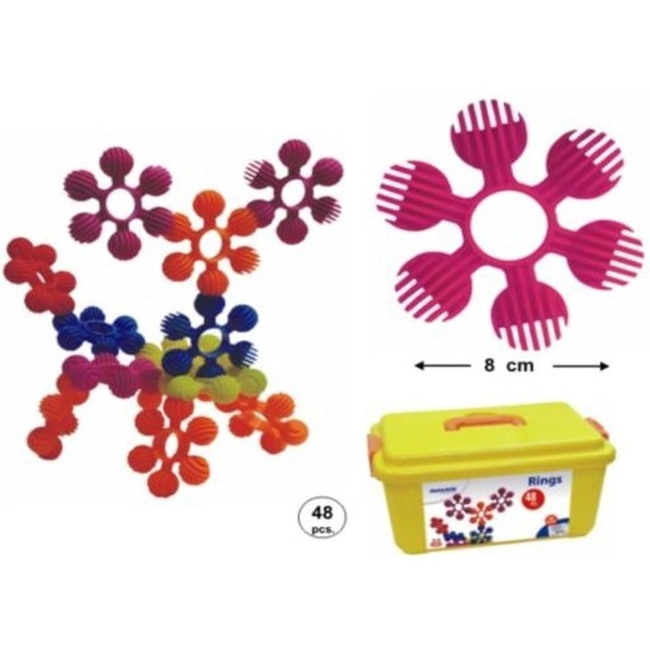 Set Inele Miniland Interstar 48 Piese, Multicolor, Cutie Depozitare, Diametru 8.5cm