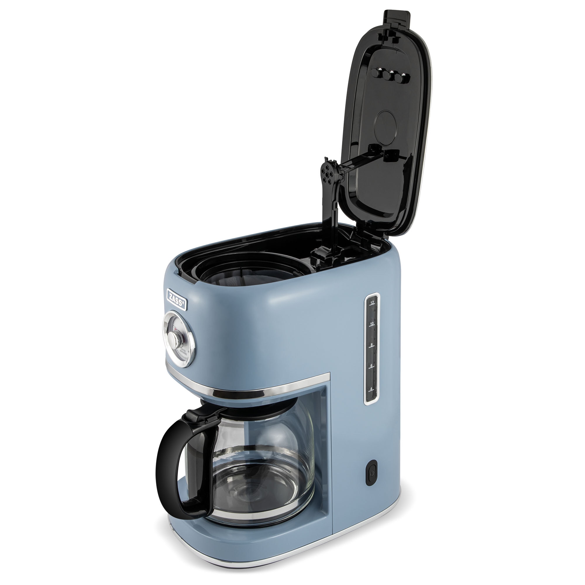 Cafetiera cu filtru ZASS ZCM 15 Faded Denim – 800 W, 1, 5 L, 12 cesti, anti-picurare si mentinere la cald