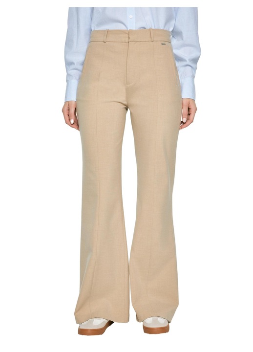 Pantaloni dama, Big Star, picior larg, talie inalta, bej, material elastic