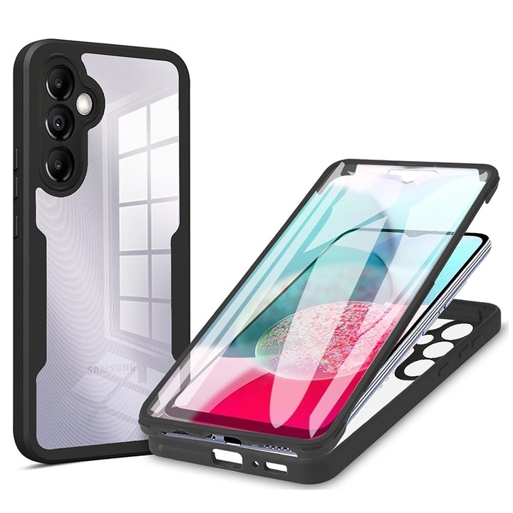 Husa pentru Samsung Galaxy A14 4G / A14 5G + folie protectie, Accesorio ColorVerse 360, Black