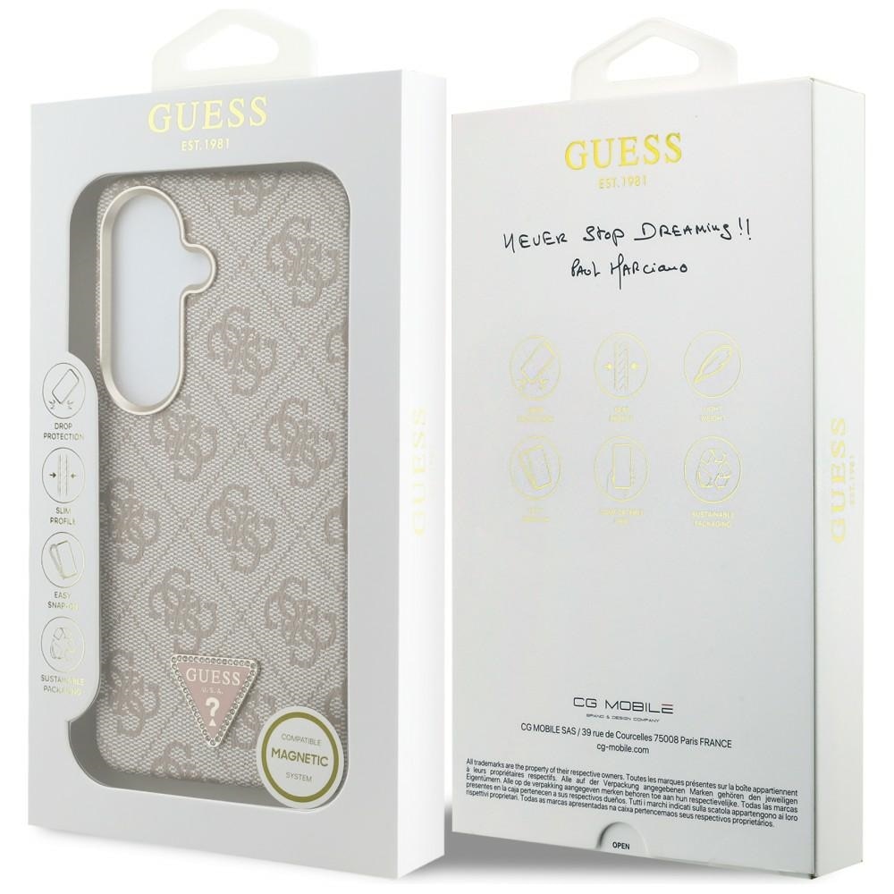 Husa Guess 4G Triangle Logo cu MagSafe compatibila cu Samsung Galaxy S26, Roz