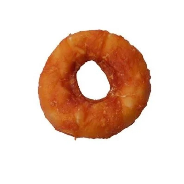 Recompense pentru caini, pisici, inele de piele netabacita cu carne de pui, 500 grame