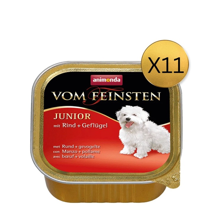 Vom Feinsten Junior Vita nedves kutyaeledel, baromfi, 11 db x 150g