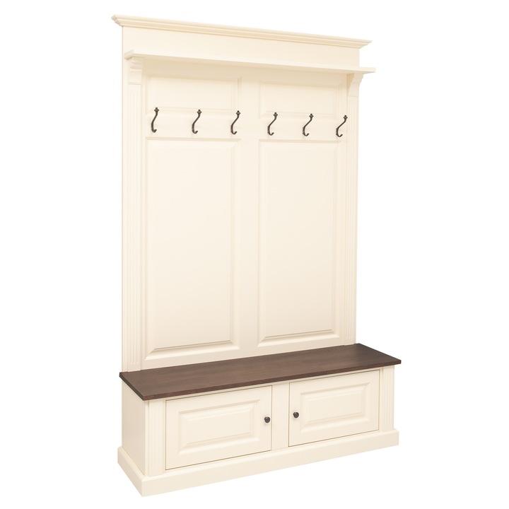 Cuier cu 2 usi - Beige/Rosewood Brown, 100% lemn masiv, 210x140x41 cm