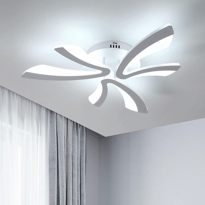 Lustră LED, 40W, 6 brațe, alb, 610x90mm