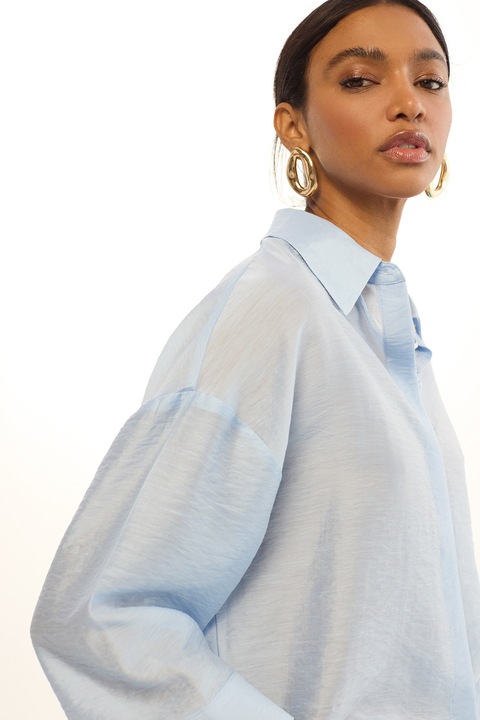 Lola Casademunt, Camasa supradimensionata din amestec de in, Albastru pastel
