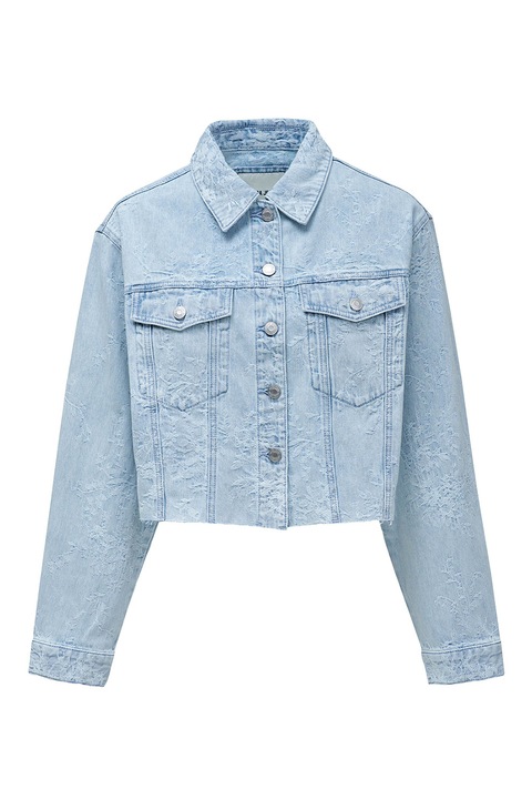 Salsa Jeans, Jacheta crop din denim, Albastru azur