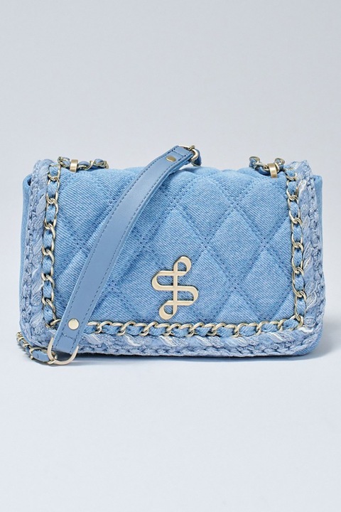 Salsa Jeans, Geanta crossbody matlasata din denim, Albastru lavanda