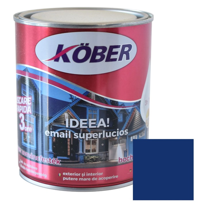 Kober Ideea alkid festék fa / fém felületekre, beltéri / kültéri, középkék, 0.75 L