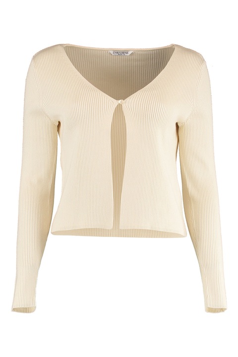 Zabaione, Bluza striata cu decolteu in V, Bej deschis