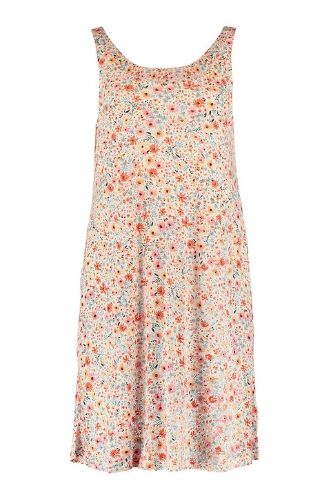 Zabaione, Rochie fara maneci cu imprimeu, Alb fildes/Portocaliu/Albastru prafuit