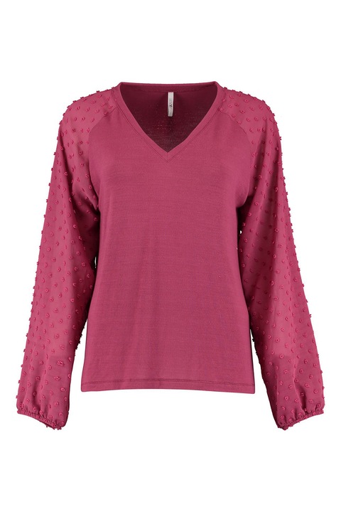 Hailys, Bluza cu decolteu in V si maneci raglan, Roz aprins
