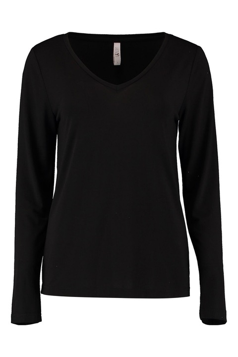 Hailys, Bluza din amestec de modal cu decolteu in V, Negru