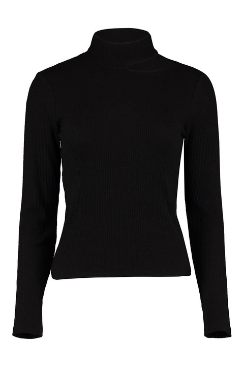 Hailys, Bluza cu guler inalt si aspect striat, Negru