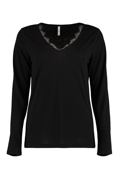 Hailys, Bluza cu decolteu in V si siret, Negru