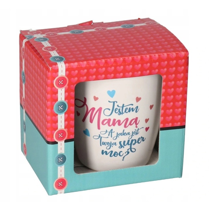 Cana ceramica pentru mama, Luka, 300ml, 10.5cm, set elegant pentru cadou