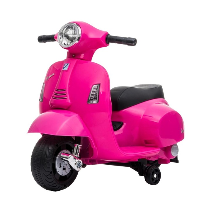 Scooter electric Vespa, fucsia, 68x38x52 cm, pentru copii 18m+, set cu 1 motor 35W