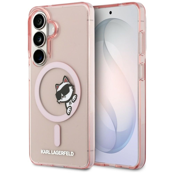 Husă premium Karl Lagerfeld pentru Samsung Galaxy S26, roz, compatibilă MagSafe, policarbonatxTPU