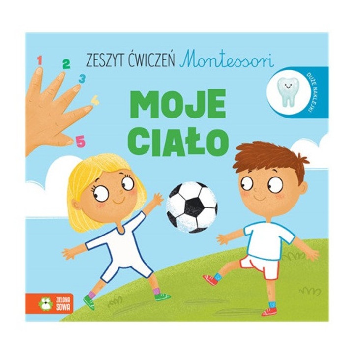 Caiet de exercitii Montessori, Moje cialo, activitati cu autocolante, multicolor, 95749