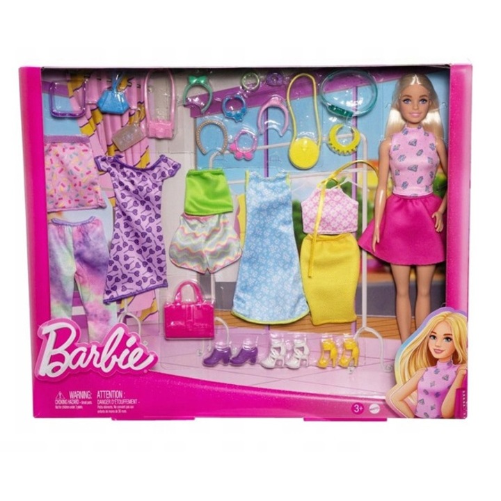 Barbie baba, ruhaszett és kiegészítők, HKB07, többszínű
