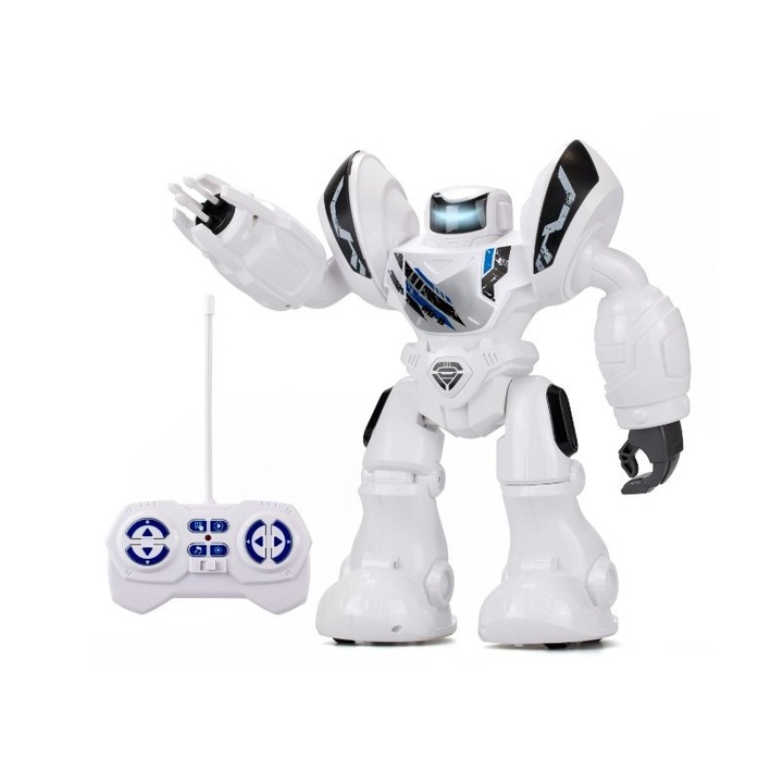 Робот играчка Robo Blast, изстрелващ снаряди, 6 ракети включени, бял, 34см