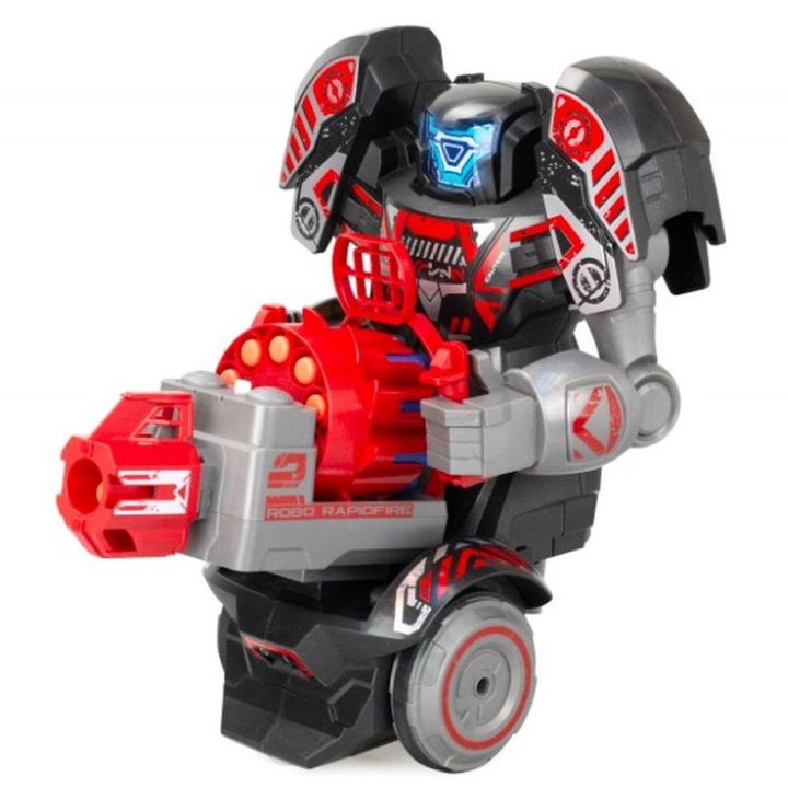 Робот играчка Robo Rapidfire, комплект с 20 снаряда, звукови и светлинни ефекти, 5+ години