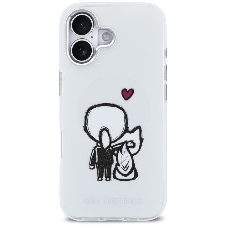 Carcasa Karl Lagerfeld Karl and Choupette Back cu MagSafe compatibila cu iPhone 17, Transparent