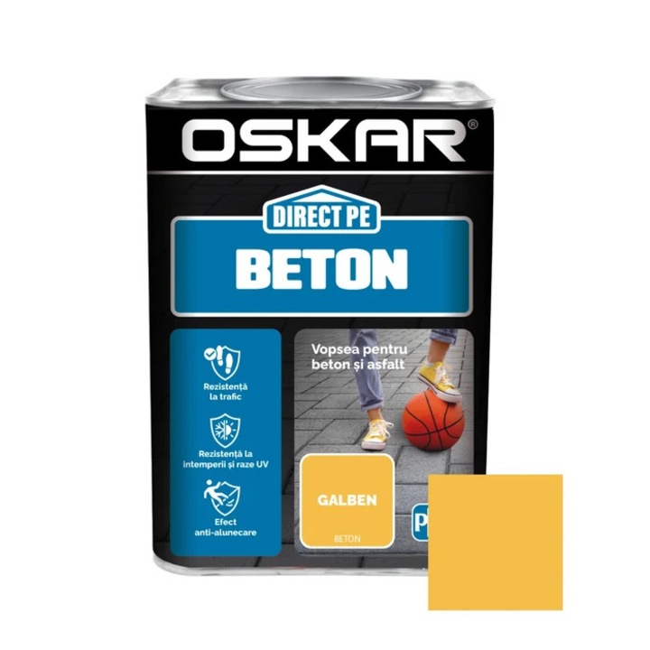 Vopsea alchidica Direct pe beton Oskar, interior / exterior, galben, 0.75 L