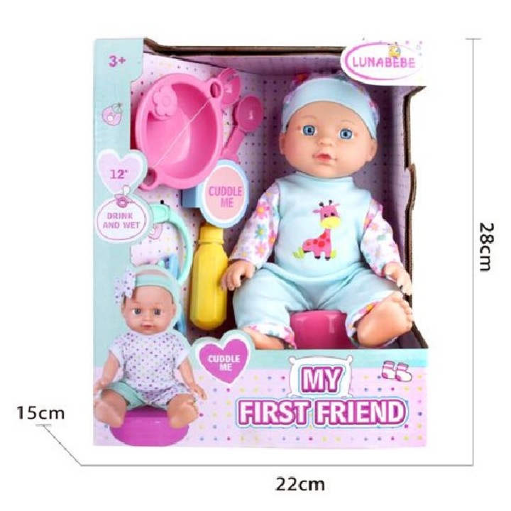 Bobas baba 29 cm kiegészítőkkel, 3+, 19,5x14,7x12cm, többszínű