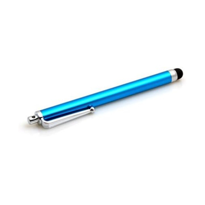 Stylus touch pen System-S, albastru, 11 cm, varf rotund din silicon