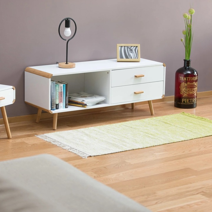 Bufeta cu margini rotunjite si spatiu de depozitare - design nordic