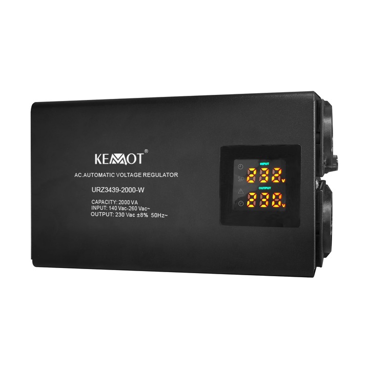 KEMOT SER-2000-W feszültségstabilizátor, 230V, 2,82kg, 117x197x90mm