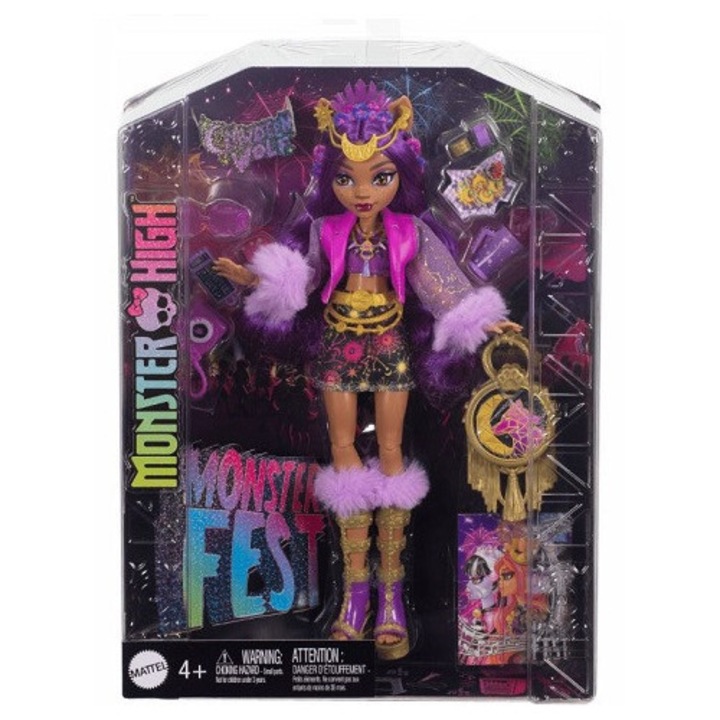 Monster High Clawdeen Wolf baba, szett, ünnepi jelmez, deluxe részletek, többszínű, HXH80