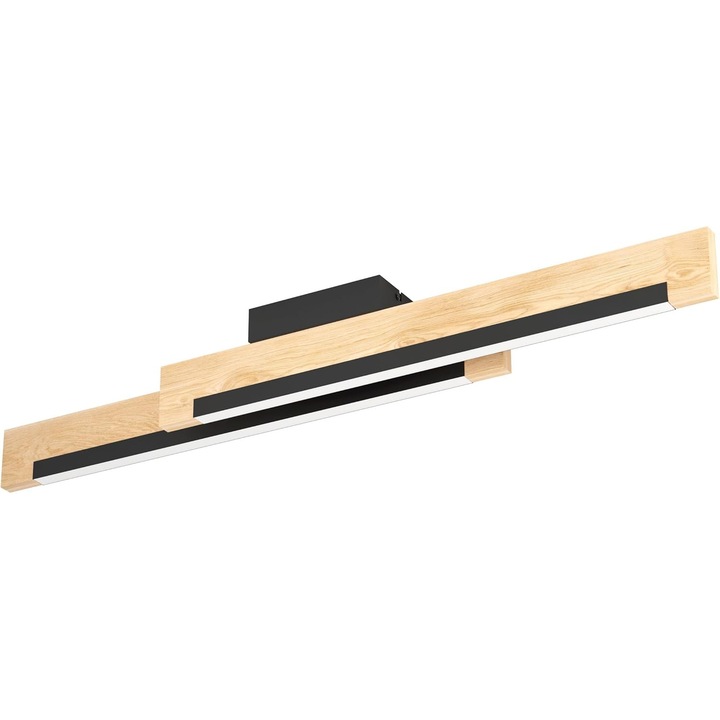 Lampa Plafon EGLO Camacho LED, 2 Becuri, Ajustabila, Negru/Lemn Natural