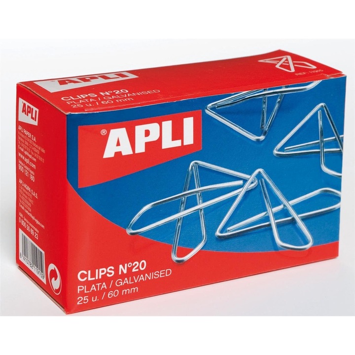 Cutie agrafe Apli Gigant Nr. 20, 60 mm, 25 buc, birou
