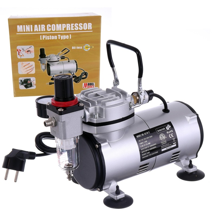 Compresor modelar FENGDA AS-18, 1/6 HP, 20-23 l/min, 0,2-1,0 mm, 47dB, fara ulei
