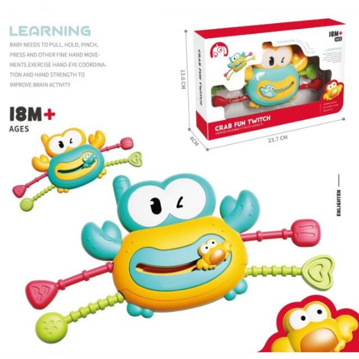Jucarie interactiva bebelusi, Krabik, senzoriala, multicolor