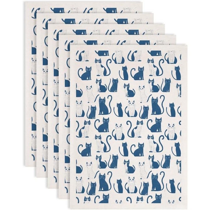 Hartie transfer termic SUPERDANT, set 4 bucati, motive pisici cartoon, 37x52cm