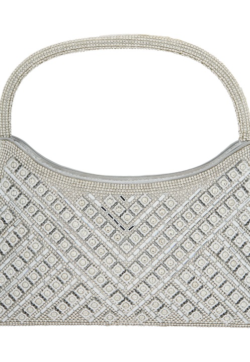 Joella női táska, ezüst, egy méret, elegáns rombuszmintás dizájn