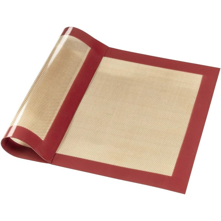Covoras Silicon Copt 30x40 cm, Reutilizabil, Antiaderent, Rosu/Maro